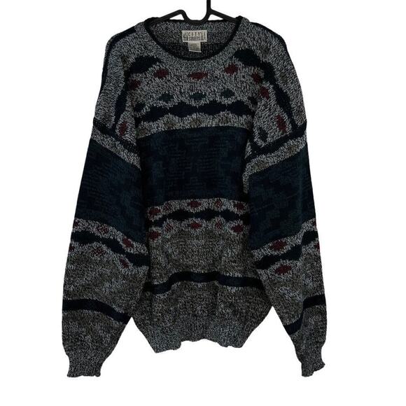 Vintage City Streets Pullover Tribal Pullover Grandpa Knit Sweater Size Large - Picture 1 of 5